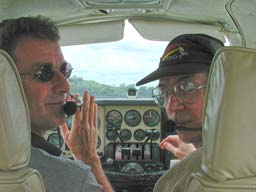 Dave and dad (right) about to pilot the Baron from Bowman Field