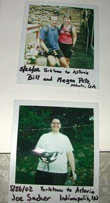 Polaroids of the Petes and myself to go in the bike log